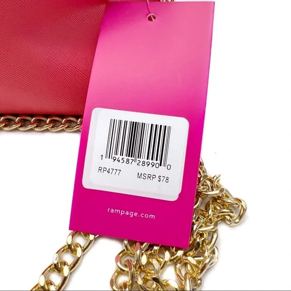 Rampage Saffiano Faux Leather Dome Crossbody Bag Pink with Gold Tone Cha… - Picture 6 of 7